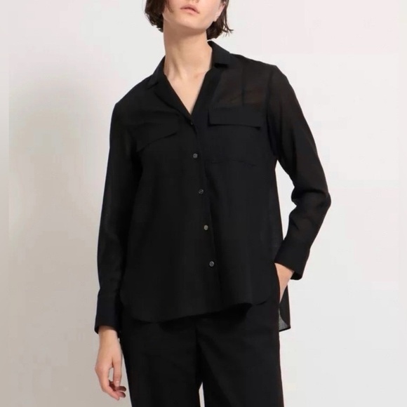 Theory Black Linen Top - Picture 1 of 2